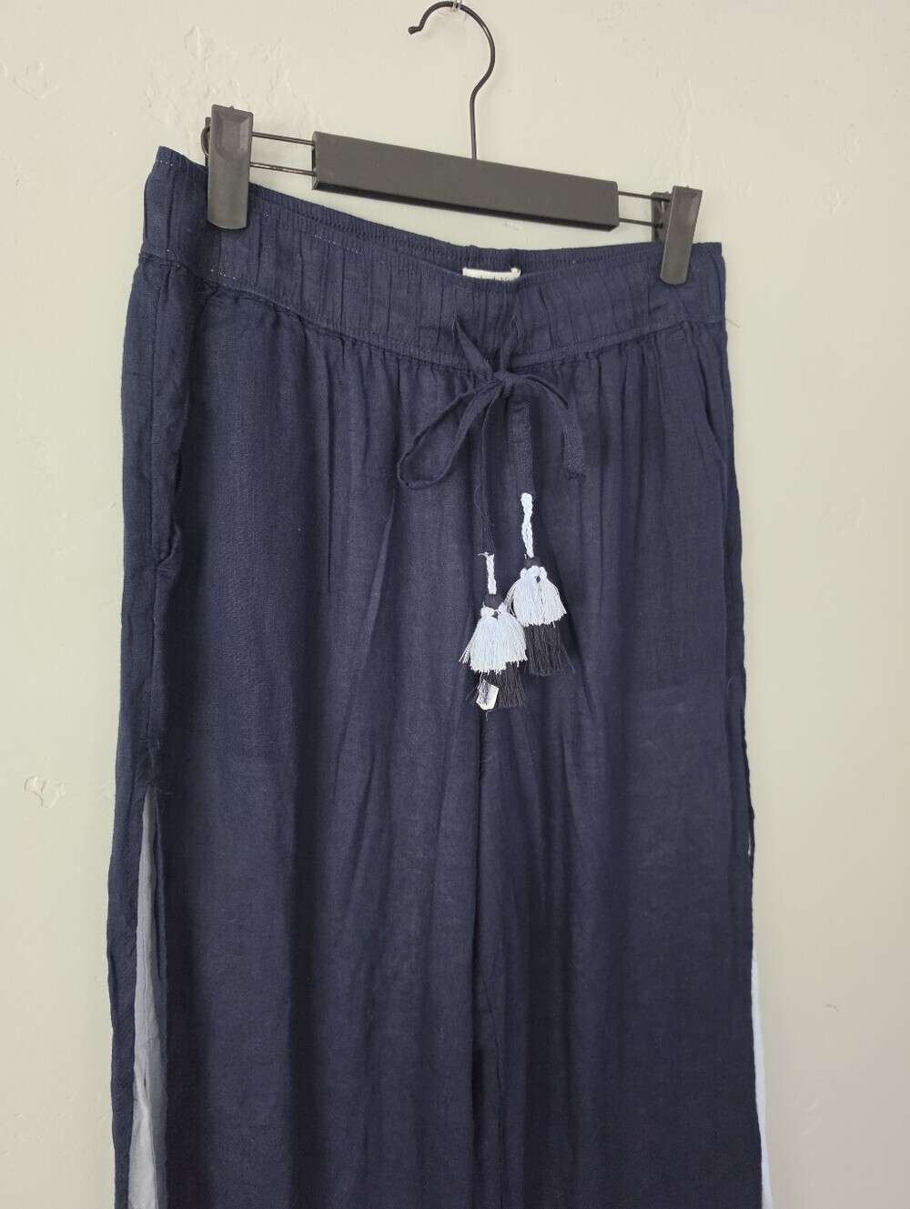 Haute Hippie Double Layered Linen Blend Boho Wide Leg Elastic Waist Pant Medium - Picture 6 of 9